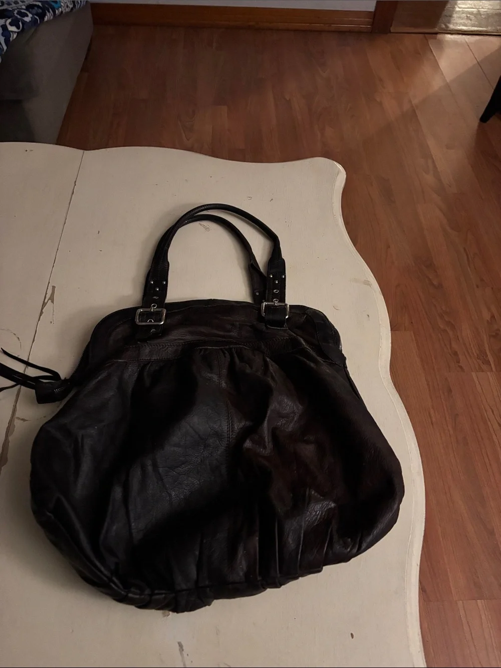 Sundance Chocolate Brown Gathered Leather Hobo Tote